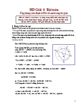Hướng dẫn Giải 6 Bài toán Ứng dụng của định lí Ptô-Lê-mê trong tứ giác